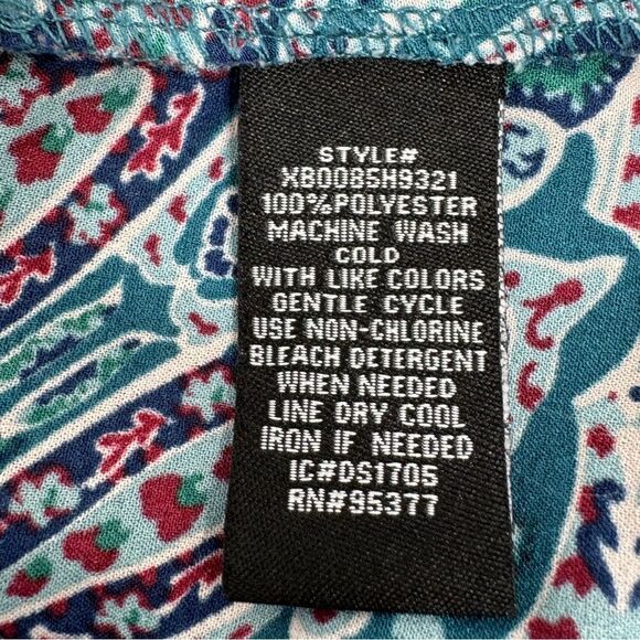 Sanctuary Printed V Neck Button Up Sleeveless Blouse Blue Small - Picture 11 of 13